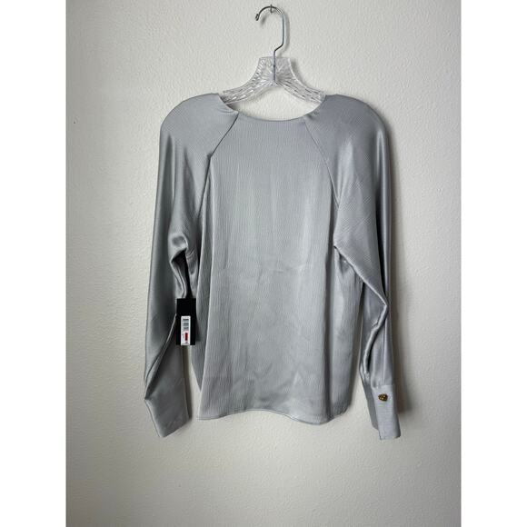 NWT Donna Karan Hammered Satin Top in Silver Size XS - Picture 4 of 9